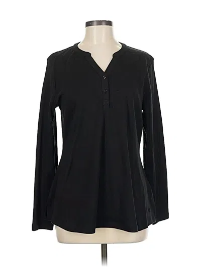 Pre-owned Isaac Mizrahi Live Long Sleeve Blouse In Black