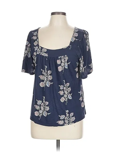 Pre-owned Lucky Brand Short Sleeve Blouse In Blue