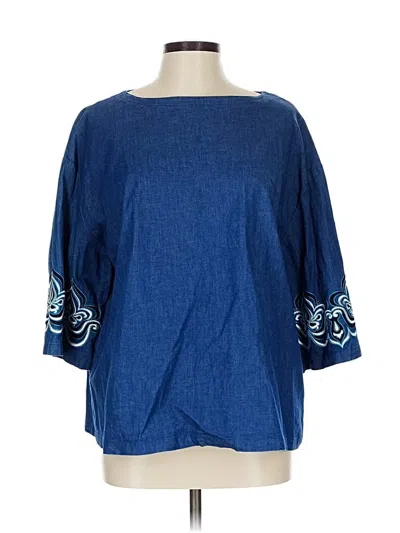 Pre-owned Bob Mackie 3/4 Sleeve Blouse In Blue