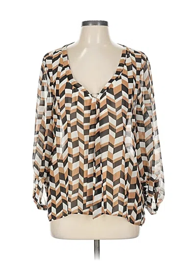 Pre-owned New York And Company Long Sleeve Blouse In Brown