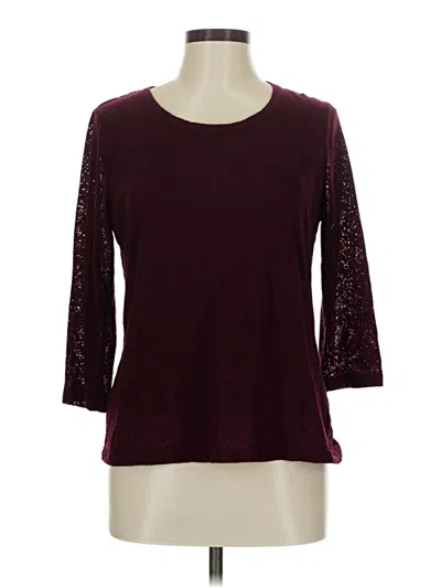 Pre-owned Chico's 3/4 Sleeve T-shirt In Burgundy