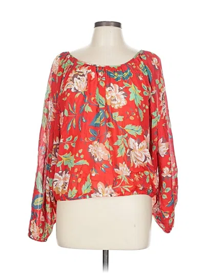 Pre-owned Maeve By Anthropologie 3/4 Sleeve Blouse In Red