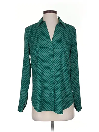 Pre-owned Ann Taylor Long Sleeve Blouse In Green