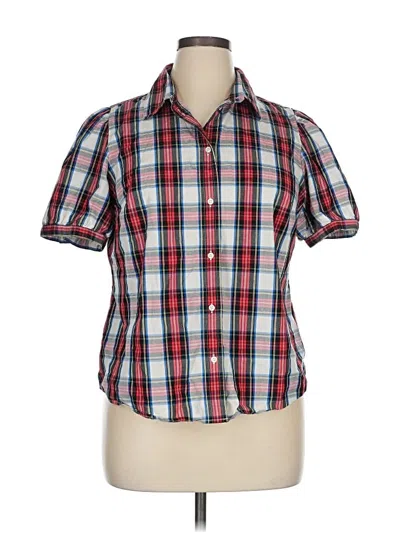 Pre-owned J.crew Factory Store Short Sleeve Button Down Shirt In Red