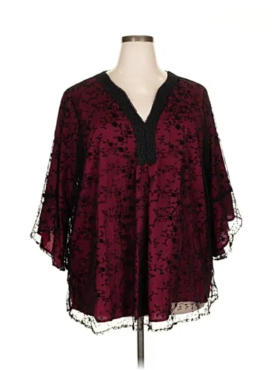 Pre-owned Bloomchic 3/4 Sleeve Blouse In Burgundy