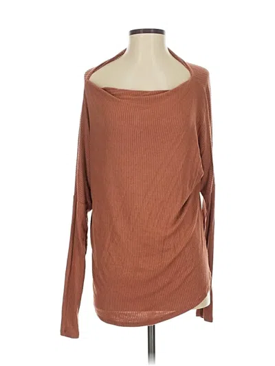 Pre-owned Elan Long Sleeve Top Brown Boatneck Tops