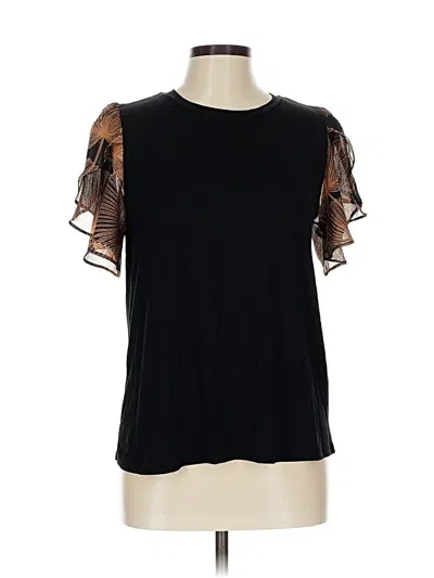 Pre-owned Beacon Short Sleeve Top Black Cold Shoulder Neckline Tops
