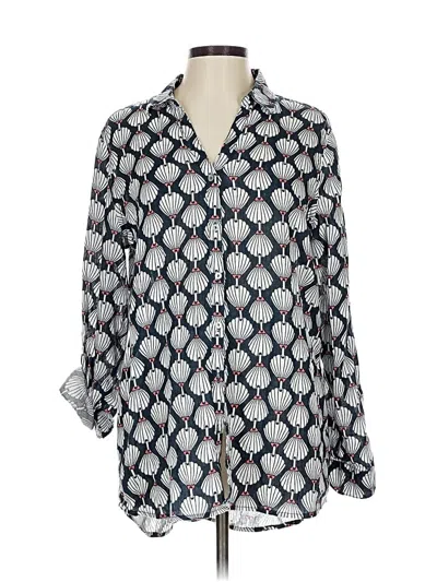 Pre-owned Martha Stewart Long Sleeve Blouse In Blue
