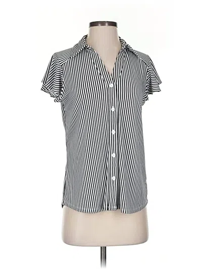 Pre-owned Adrianna Papell Short Sleeve Blouse In Black