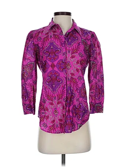 Pre-owned Liberty Art Fabrics For J.crew 3/4 Sleeve Button Down Shirt In Purple