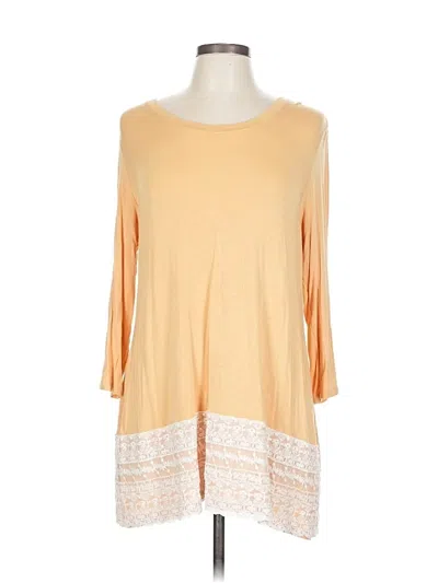 Pre-owned Logo By Lori Goldstein 3/4 Sleeve Top Orange Boatneck Tops