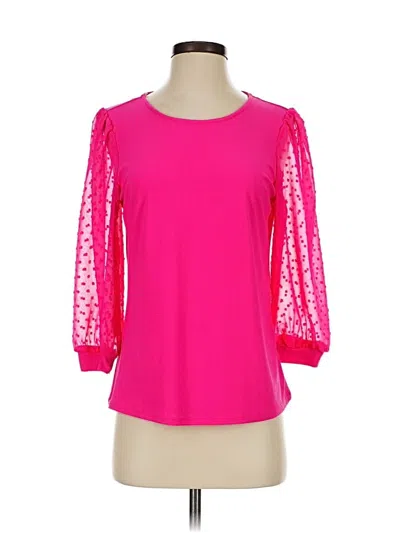 Pre-owned Cece 3/4 Sleeve Top Pink Sweetheart Neckline Tops