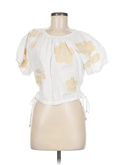 Pre-owned Madewell Short Sleeve Blouse In White
