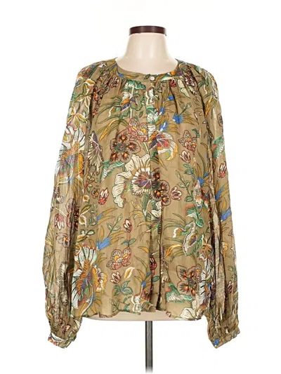 Pre-owned Banana Republic Long Sleeve Blouse In Gold