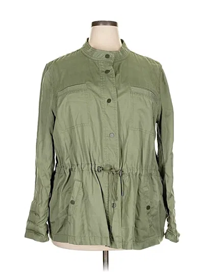 Pre-owned Ann Taylor Loft Trenchcoat In Green