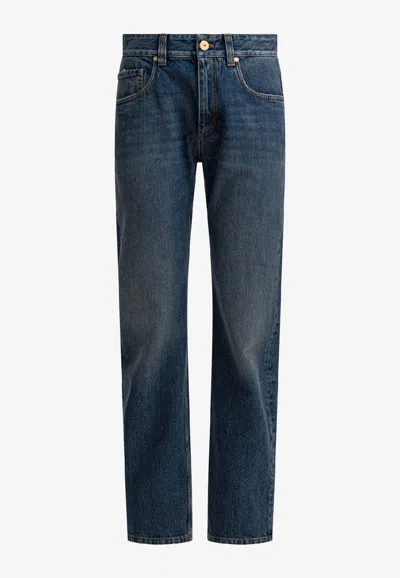 Brunello Cucinelli Washed Straight-leg Jeans In Blue