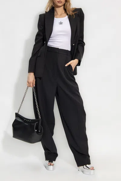 Fendi Women White Ribbed Tank Top With Contrasting Logo Embroidery In Stretch Cotton Woman In White