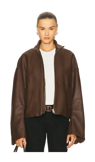 Grlfrnd Romy Leather Jacket In Brown