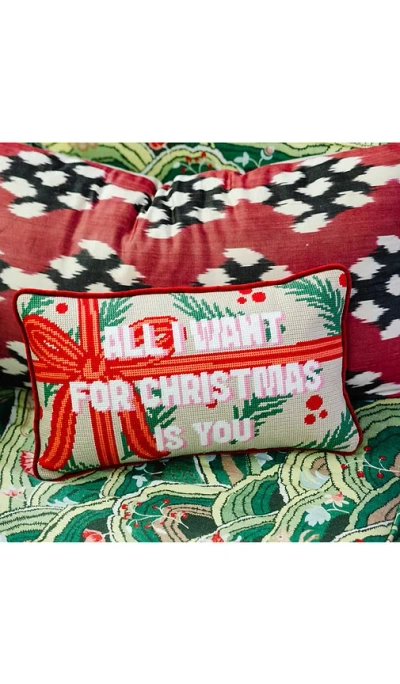 Furbish Studio All I Want Needlepoint Pillow In Red