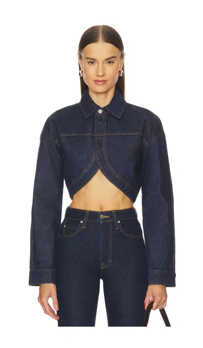 Grlfrnd Ella Cropped Jacket In Blue