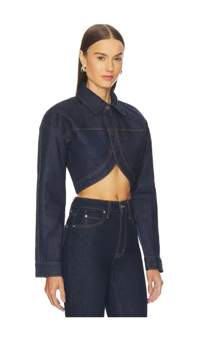 Grlfrnd Ella Cropped Jacket In Blue