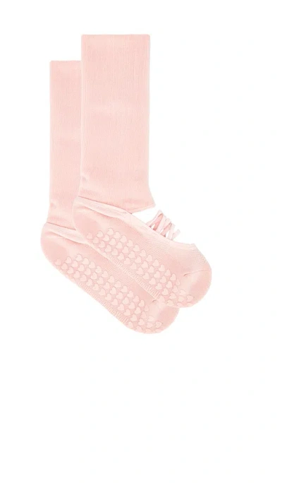 Wellbeing + Beingwell Scrunch Ballet Grip Sock In Pink