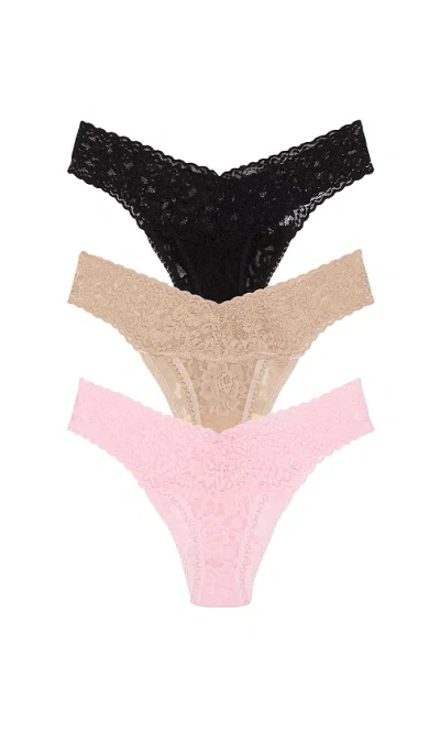 Hanky Panky Signature Lace Low Rise 3 Pack In Animal Print