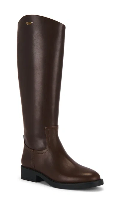 Coach Zip Leather Boots In Brown