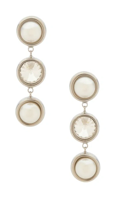 Lelet Ny Clare Crystal And Pearl Linear Earrings In Silver