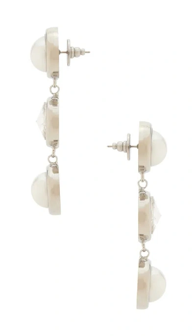 Lelet Ny Clare Crystal And Pearl Linear Earrings In Silver