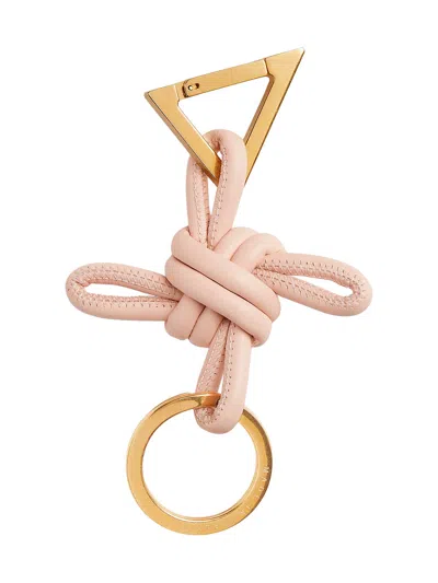 Bottega Veneta Circular Ring With Knot And Triangle In Pink