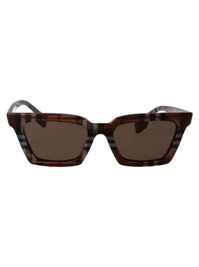Burberry Check Brown Acetate Sunglasses In Brown
