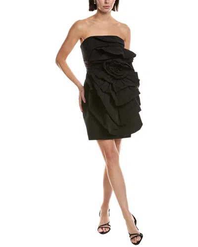 Marchesa Notte Sleeveless Taffeta Mini Dress In Black