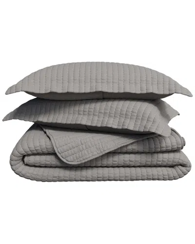 Linery & Co Detailed Channel Stitch Microfiber Quilt Set With Shams