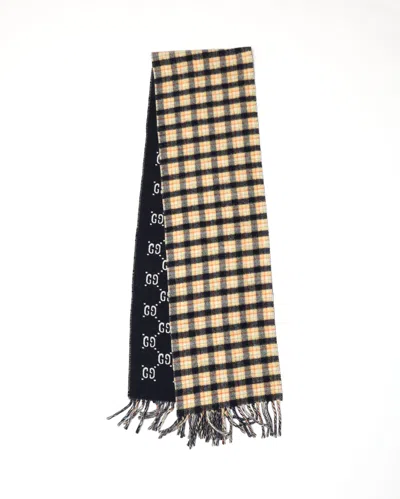 Gucci Check Gg Wool Jacquard Scarf In Brown
