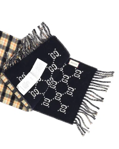 Gucci Check Gg Wool Jacquard Scarf In Brown