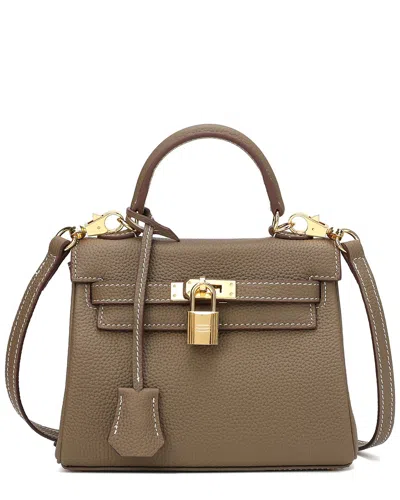 Tiffany & Fred Paris Mini Grained Leather Satchel In Orange