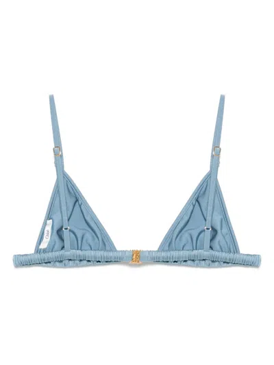 Chloé Bikini Top With Logo Plate In Blue