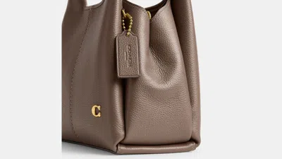 Coach Polished Pebble Leather Lana Shoulder Ba In Gray