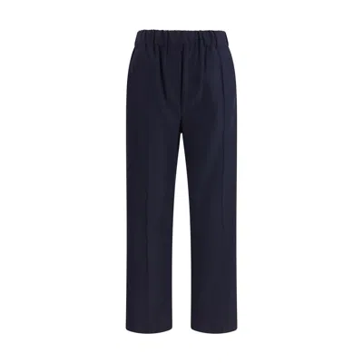 Max Mara Black Cotton Casual Pants In Blue