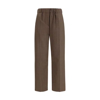 Max Mara Brown Wool Casual Pants In Brown
