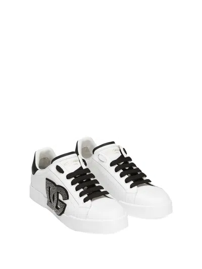 Dolce & Gabbana Portofino Leather Sneakers In Animal Print