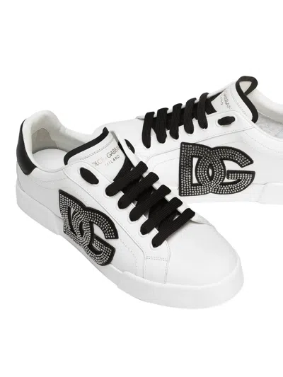 Dolce & Gabbana Portofino Leather Sneakers In Animal Print