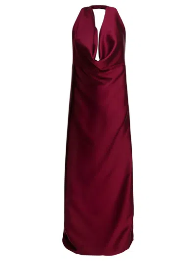 Semper Flared Dress With American Neckline Dresses Red In Burgundy