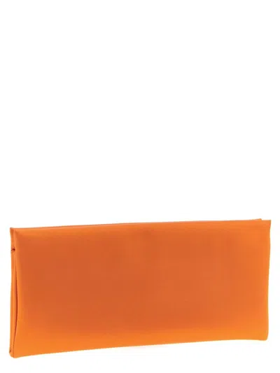 Saint Laurent Rectangular Clutch Featuring Chain Detail In Orange
