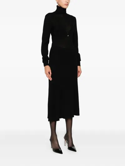 Elisabetta Franchi Wool Blend Dress With High Neck In Multi