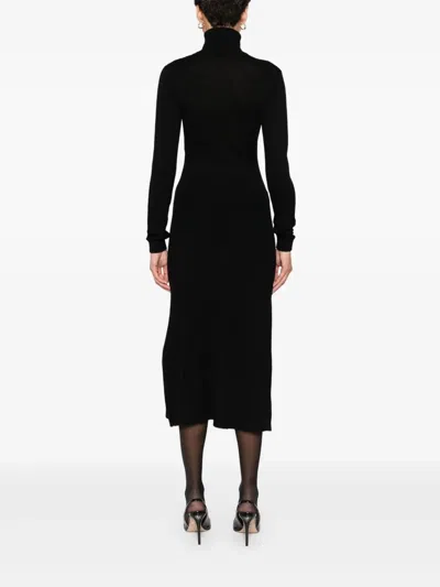 Elisabetta Franchi Wool Blend Dress With High Neck In Multi