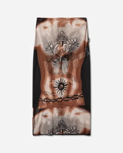 Jean Paul Gaultier Women S Re-edition Safe Sex Tattoo Long Skirt Black In Multi