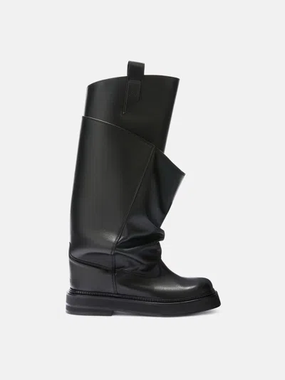 Attico Passeggiata Black Boots With Heel-tab And Rubber Sole In Leather Woman