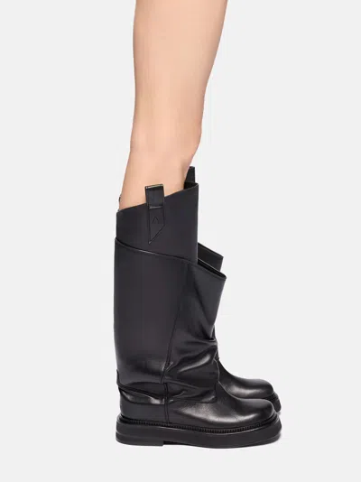 Attico Passeggiata Black Boots With Heel-tab And Rubber Sole In Leather Woman